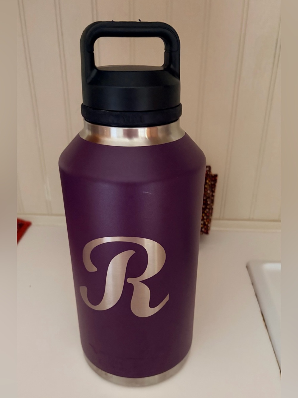 Yeti 64 ounce Purple Stainless Steel Bottle with Monogram R